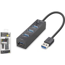 İetop Ietop U329 USB 3.1 Gen1 Anahtarlı Hub 4 Port 5 Gbps Siyah