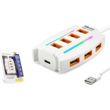 Hadron HDX7037 USB Gaming Rgb Hub 10 Port 480 Mbps 1.2 M Beyaz