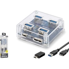 İetop Ietop U331 USB Type-C 3.1 Gen1 Hub 4 Port 5 Gbps Şeffaf