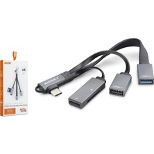 Airsky Aırsky HDX7877 Type-C 3.0 Combo Hub Kart Okuyucu 4 Port 5 Gbps Siyah