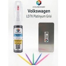 Colorguard Volkswagen LD7X Platinyum Grisi Rötuş Seti - 2 Si 1 Arada Iğne ve Fırça Uçlu Şişe, Rötuş Çeliği ve Rötuş Çubuğu