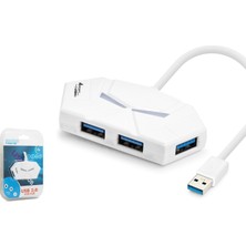 Hadron HDX7051 USB 3.0 Gaming Rgb Hub 4 Port 5 Gbps 1.2 M Beyaz