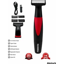 Abnturk Tahriş Karşıtı Vücut Tıraş Makinesi-Çift Çelik Bıçak Sıfıra Yakın Kesim Sakal Ense Tüy Makinesi