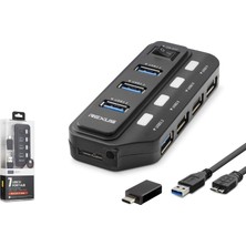İetop Ietop U332 USB Type-C 3.2 Gen1 Anahtarlı Hub 7 Port 5 Gbps Siyah