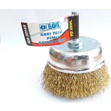 Timion Mey Ithalat® Hawk HA10149 Pimli Sarı Tel Çanak Fırça 75 mm