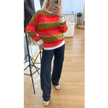 Modaonna Renkli Çizgili Sweatshirt