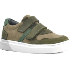 Ortopedikal Rakerplus 3751-HKY Haki % 100 Hakiki Deri Cırtlı Erkek Çocuk Sneaker Günlük