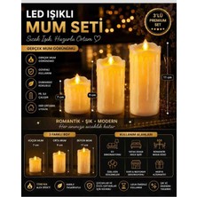 Nisibis Home Hareketli Alevli Eriyen Ikrem Erimiş 3 Lü LED Mum