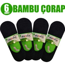 Dündar Plus 4 Mevsim Kaydırmaz Silikon Bantlı 6 Adet Siyah Erkek Bambu Babet Çorap-Siyah-40-45