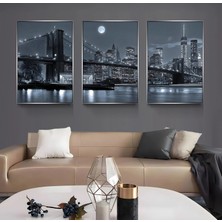 Emya Home Gümüş Metal Çerçeveli New York City 3’lü Kanvas Tablo Seti