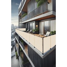 Nelazım 90CM x 3.5m Krem Balkon Bahçe Çit Brandası Su Itici, Uv Koruyucu, Dekoratif Örtü, Oxf