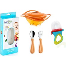 Mama Seti, Cam Rende, Dökülmeyen Tabak, Paslanmaz Çelik Çatal Kaşık, Silikon Uçlu Meyve Sebze