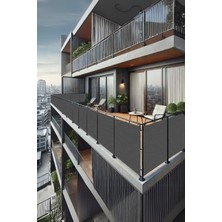 Nelazım 50CM x 2m Antrasit Balkon Bahçe Çit Brandası Su Itici, Uv Koruyucu, Dekoratif Örtü, O