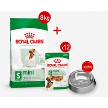 Royal Canin Mını Adult - Kuru Köpek Maması 8kg + Yaş Mama 12*85 gr + Çelik Ma