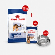 Royal Canin Maxi Adult - Kuru Köpek Maması 15 kg + Yaş Mama 6*410GR +Çelik Ma