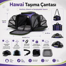 Happy Trend Yıkanabilir Kedi ve Köpek Çantası Hawaii Fileli Kedi Omuz Cantası Model (Mor)