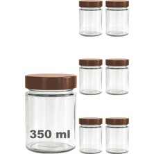 Happy Trend Afracam 350 ml Kavanoz Metal Derin Kapaklı 350 cc Şeffaf Reçel, Marmelat Cam Kavanoz Deep 6 Adet (Bakır Kapak)