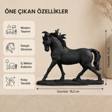 Dekoratif Siyah Koşan At Biblosu Modern Ev ve Ofis Masa Üstü Dekorasyon Figürü 19 cm