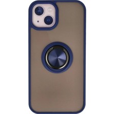 Marsilyan™- Apple Iphone 13 Kılıf Montreal Yüzüklü Silikon Kapak - Lacivert