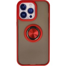 Marsilyan™- Apple Iphone 13 Pro Max Kılıf Montreal Yüzüklü Silikon Kapak - Kırmızı
