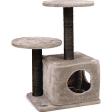 Happy Trend Karlie Katlı Kedi Evi ve Tırmalama Tahtası Gri 45X35X70