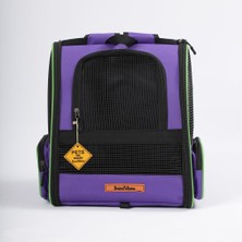 Happy Trend Brave Paws Yıkanabilir Kedi ve Köpek Çantası Plastik Fileli Piramit Model Mor