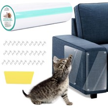 Happy Trend Chuangseed Çizilmez Kedi Tırmalama Caydırıcı Bant 30 cm x 3 M Şeffaf Eğitim Kendinden Yapışkanlı Bant, 30 Pimli 1 Kazıyıcı Kedi Pençesi Kanepe Koruyucu Esnek Kapı Çizik Kalkanı (30 cm x 3m)