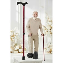 Ayrex Yükseklik Ayarlanabilir Bordo Metal Baston - 7 Kademe Ayarlı Ergonomik Denge Desteği + 2 Yedek Uç 717094