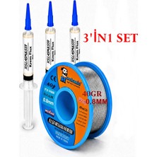 MHM Mechanic TY-V668 Lehim Teli 40 G 0,8 mm ve Krem Flux Yardımcı Set 3in1 Arada TK08