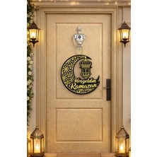 Happy Trend 25-25 cm Hoş Geldin Ramazan Dekorlu Ahşap Kapı Süsü, Ramazan Süsleri, Ramazan Tavan Süsü
