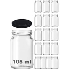 Happy Trend Afracam 105 ml Metal Siyah Kapaklı 105 cc Şeffaf Konserve Cam Kavanoz 15 Adet