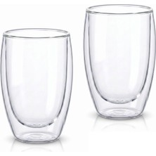 Happy Trend Arvale Çift Cidarlı Cam Kupa Ev Ofis Fincanı Isı Yalıtımlı Kulplu Cam Bardak (2 Adet 500 Ml)