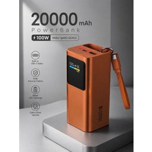 Deanb 20000MAH 100W Hızlı Şarj Powerbank Akıllı Dijital Ekran Type-C Kablolu USB Type-C Girişli