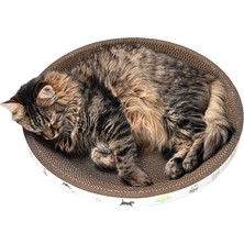 Happy Trend Rotipet Karton Kedi Tırmalama ve Yatak, Yuvarlak, 45X9 Cm, Kahverengi, Kedi Desenli