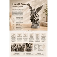 Kanatlı Savaşçı Dekoratif Biblo 16 cm Adalet Temalı Taş Görünümlü Masaüstü Heykel