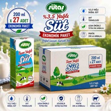 Sütaş %3.5 Tam Yağlı Süt 200 ml x 27 Adet