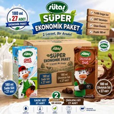Sütaş Sade ve Çikolatalı Süt 180 ml x 54 Adet Ekonomık Paket