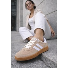 İnan Ayakkabı Bej Beyaz Kadın Sneaker N-3268