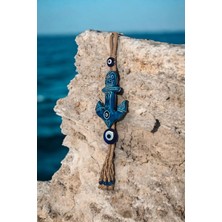 Revard Home Nazar Boncuklu Seramik Güçlü Çapa Figürlü Denizci Ruhunu Yansıtan Dekoratif Duvar Dekoru 11,5X40 cm