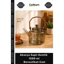 Carlburn #demlik Isıya Dayanıklı Şık Süzgeçli Cam Tasarım Akasya Saplı Demlik 1200 ml Borosilikat Cam