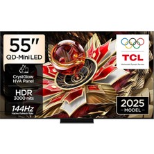 Ayrex Tcl 55 Inç Akıllı Tv 55Q7C 4K Qd-Mini LED Renkli Quantum Crystal Hdr, 2600 Nit Parlaklık, Oyun Google Tv, 144Hz Doğal Yenileme Hızı, Bang & Olufsen Ses Sistemi, Dolby Atmos, Game Master (2025 Mo