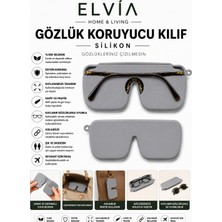 Elvia Home & Living Silikon Gözlük Kılıfı, Asılabilir, Katlanabilir, Çantada Yer Kaplamaz-Gri