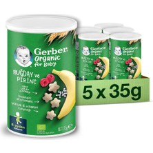 Ayrex Gerber Organik Pirinçli, Buğdaylı, Muzlu ve Ahududulu Bebek Atıştırmalığı 35 G x 5