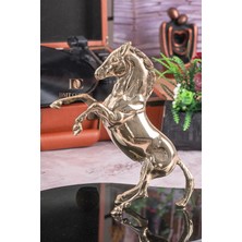 Dmt Copper Home Şahlanan At Figürlü Pirinç 18 cm  Dekoratif Biblo Ev - Işyeri - Ofis Için Süs
