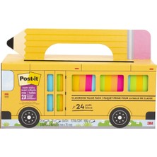 Ayrex Post-It Süper Yapışkan Notlar Değer Paketi, 24 Ped, Kullanışlı Okul Otobüsü Taşıma ve Saklama Çantası, 2x Yapıştırma Gücü, 3x3 Inç, Parlak Renkler (Turuncu, Pembe, Mavi, Yeşil, Sarı), Geri