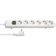 Ayrex Brennenstuhl Comfort Line Plus Serisi 6 Soketli Düz Stil 2 Metre Uzatma Priz Beyaz / Düz Fişli ve Şalterli Çoklu Priz, 2 M Kablo ve Ekstra Geniş Priz Mesafesi, Beyaz