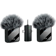 Ayrex Torima F11-2 Type-C + Lightning + Aux 2li 3in1 Kablosuz Yaka Mikrofonu