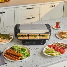 Ayrex Emsan Inox Feel Steel 6 Dilim Kapasiteli Izgara ve Tost Makinesi 1800W