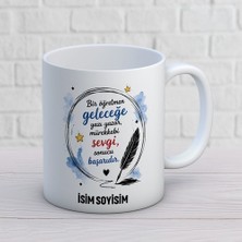Ajans 313 AJANS313 Kişiye Özel Geleceğe Yazı Yazar Mürekkebi Sevgi Kupa Bardak - Tüy Kalemli Anlamlı Öğretmen Hediyesi