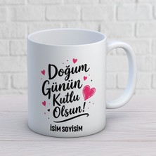 Ajans 313 AJANS313 Kişiye Özel Doğum Günün Kutlu Olsun Kupa Bardak - Kalpli & Pembe Detaylı Şık Doğum Günü Hediyesi